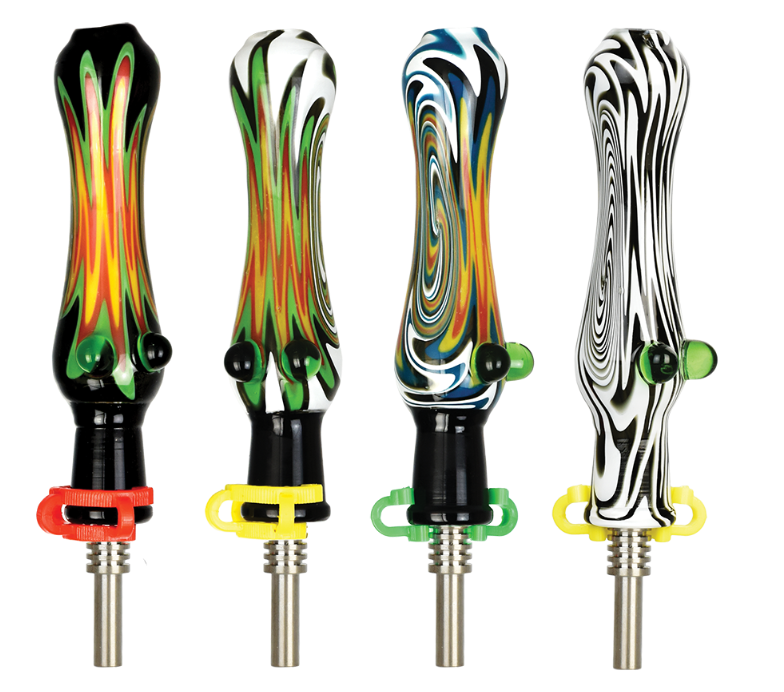 Photograph of product: Fully Worked Wig Wag Dab Straw | Titanium Tip  | 5.5" | 10mm |