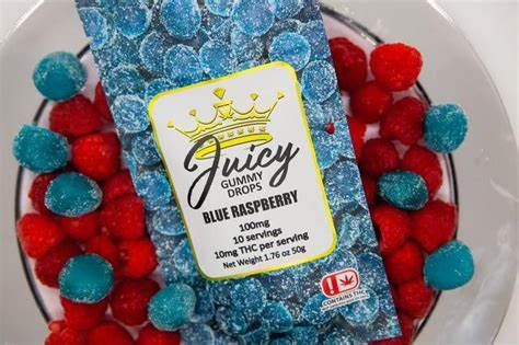 Photograph of Product: Juicy Gummy Drops - Edible - Blue Raspberry - 100mg