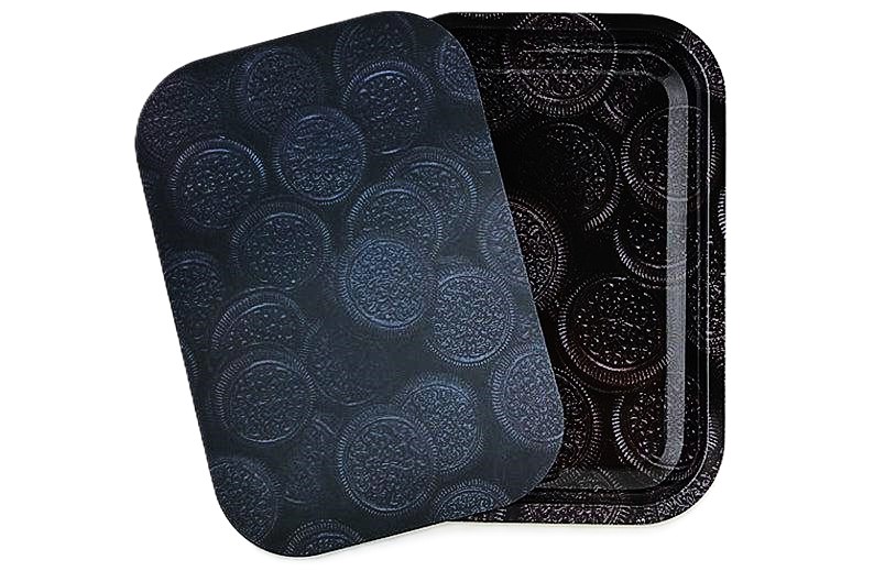 Photograph of product: Metal Rolling Tray + 3D Holographic Magnetic Lid | 'Oreo Cookies' | Medium