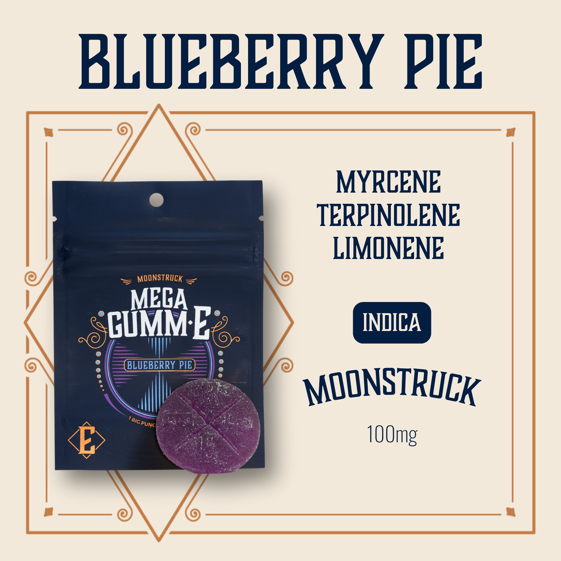 Photograph of Product: Blueberry Pie | Moonstruck | Mega GummE 100mg (1ct)