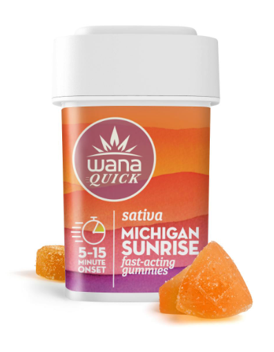 Photograph of product: WANA | MICHIGAN SUNRISED | Oui'd | GUMMIES | 200MG | REC