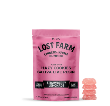 Photograph of product: Lost Farms Live Resin (Hazy Cookies) | Strawberry Lemonade | 10pk (Oui'd)