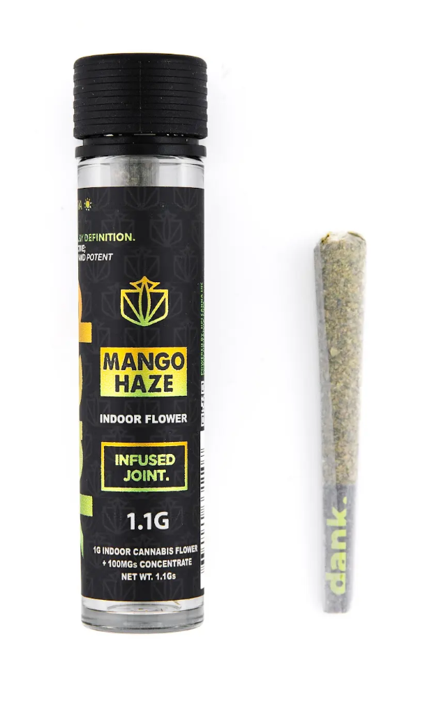 Photograph of product: Mango Haze | 1.1g | Infused pre roll | Oui'd | Dank