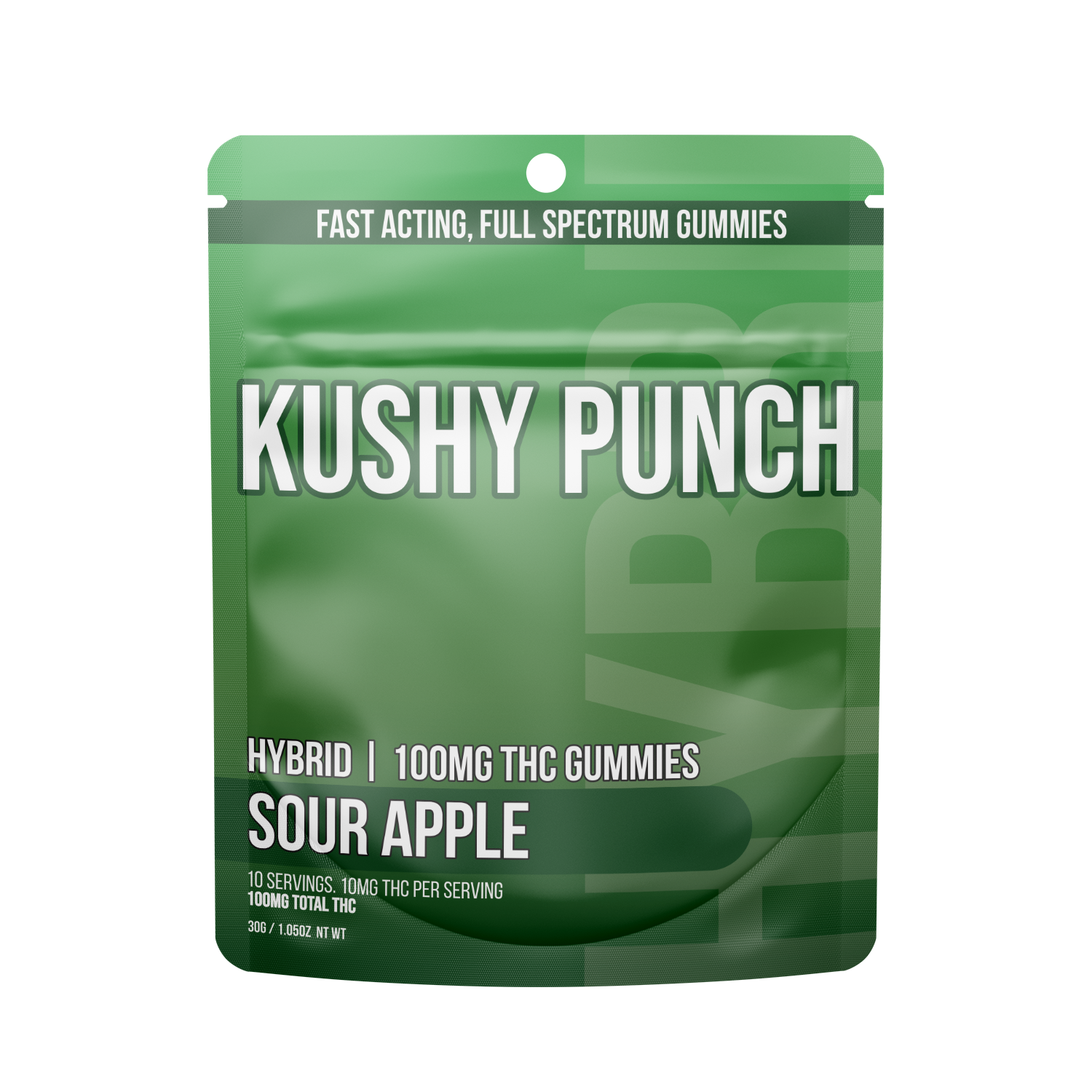 Photograph of product: Kushy Punch Hybrid Sour Apple Gummies