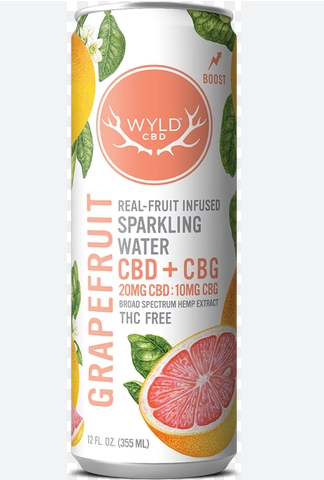 Photograph of product: WYLD-2:1 CBD-CBG Grapefruit Sparkling Water