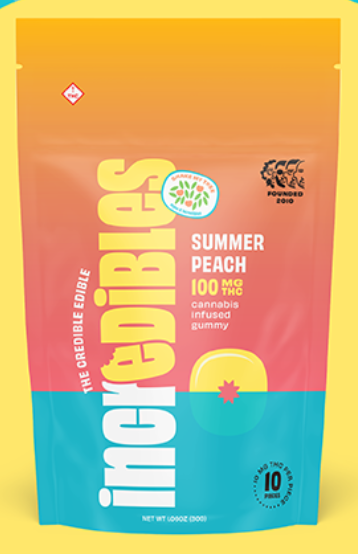 Photograph of product: Incredibles Summer Peach Gummies 100mg 20pk