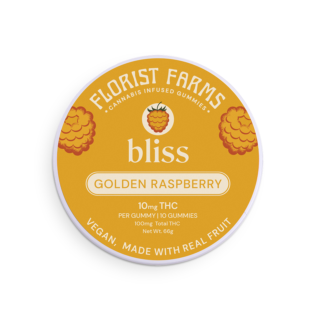 Photograph of product: Bliss | Golden Raspberry Gummies | 10pk