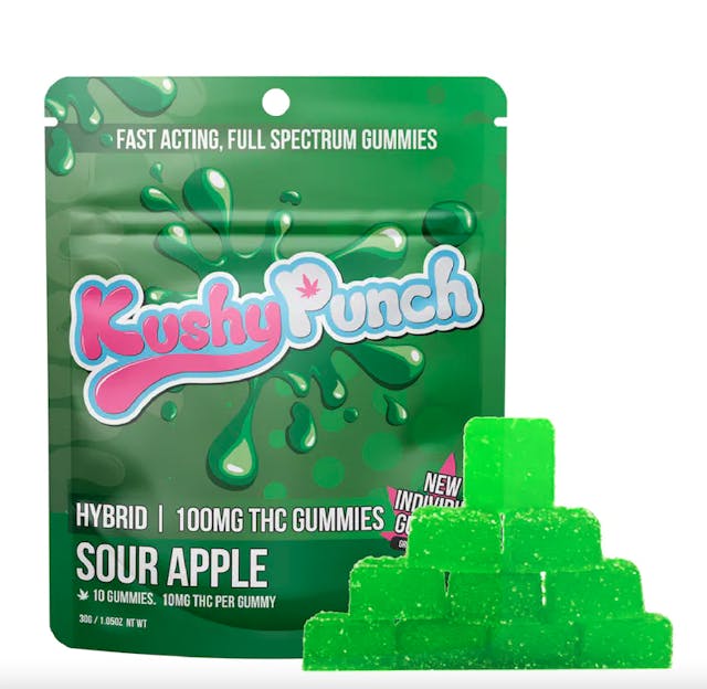 Photograph of product: Kushy Punch Individual Gummies | Sour Apple - 