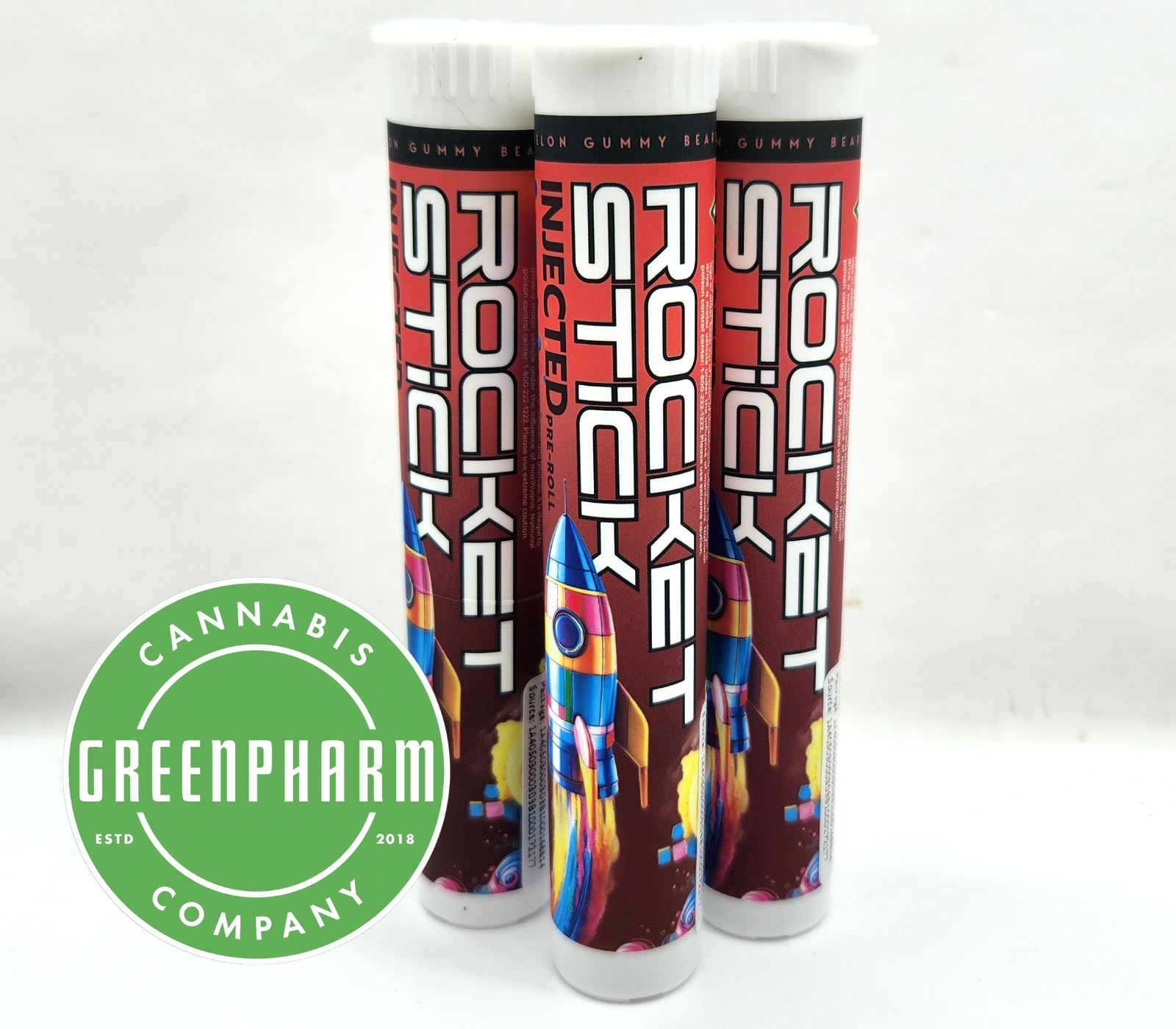 Photograph of product: Infused Pre-Roll | Rocket Stick | Watermelon Gummy Bears Injected Preroll