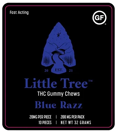 Photograph of product: Little Tree - Gummies - 200mg Live Resin - Blue Razz - Oui'd