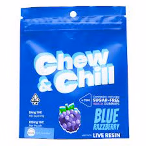 Photograph of product: Edible Gummies | Chew and Chill | Blue Razzberry - 10pk | 100MG