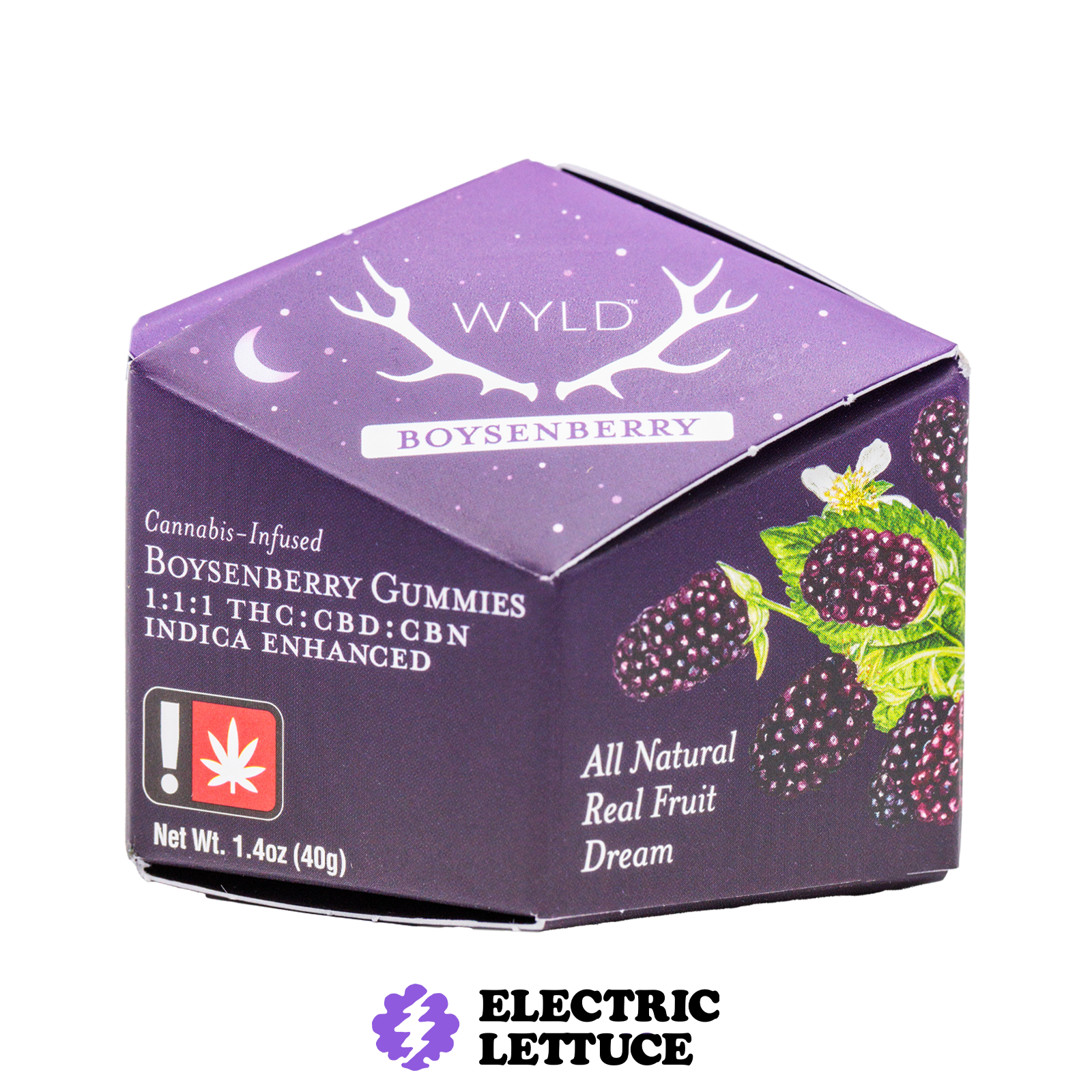 Photograph of product: Wyld 1:1:1 TH-oui:CBD:CBN Boysenberry Gummy 100mg