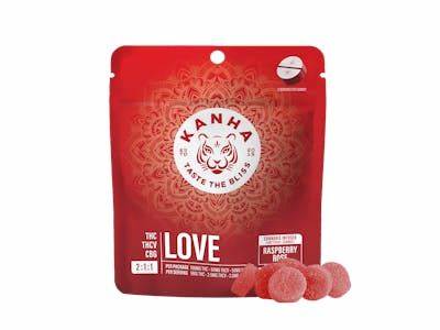 Photograph of product: Kanha | Love | Raspberry Rose | Gummies | 2:1:1 TH-oui:TH-ouiv:CBG