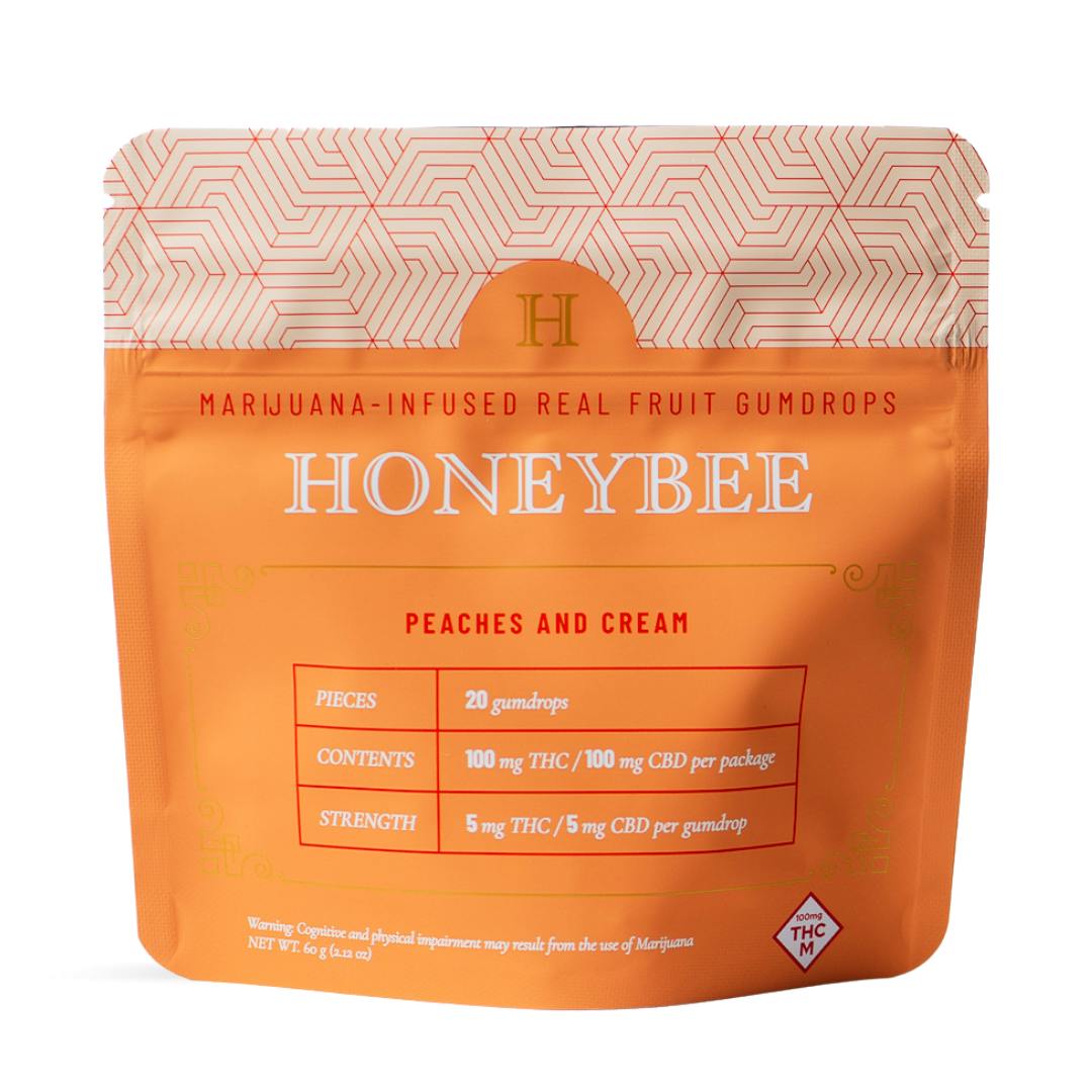 Photograph of product: Honeybee - Peaches & Cream 1:1 Gumdrops (100mg)