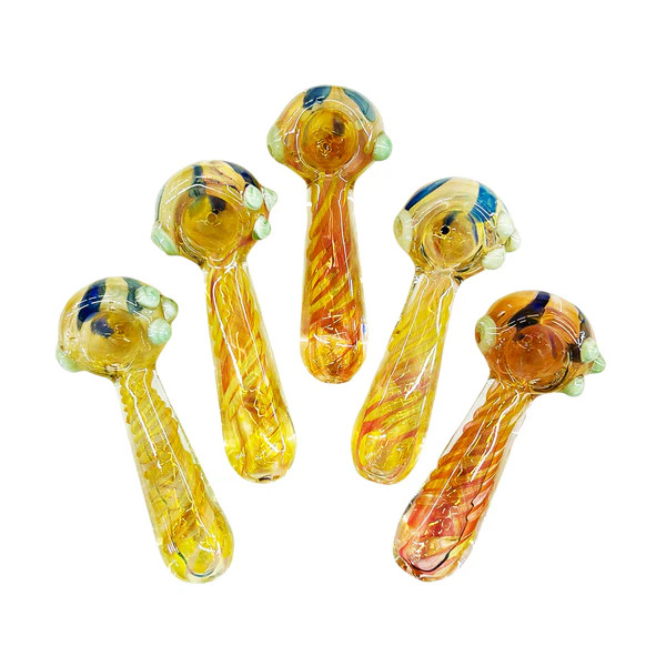 Photograph of product: 4" Hand Pipe Gold Silver Fume Glass