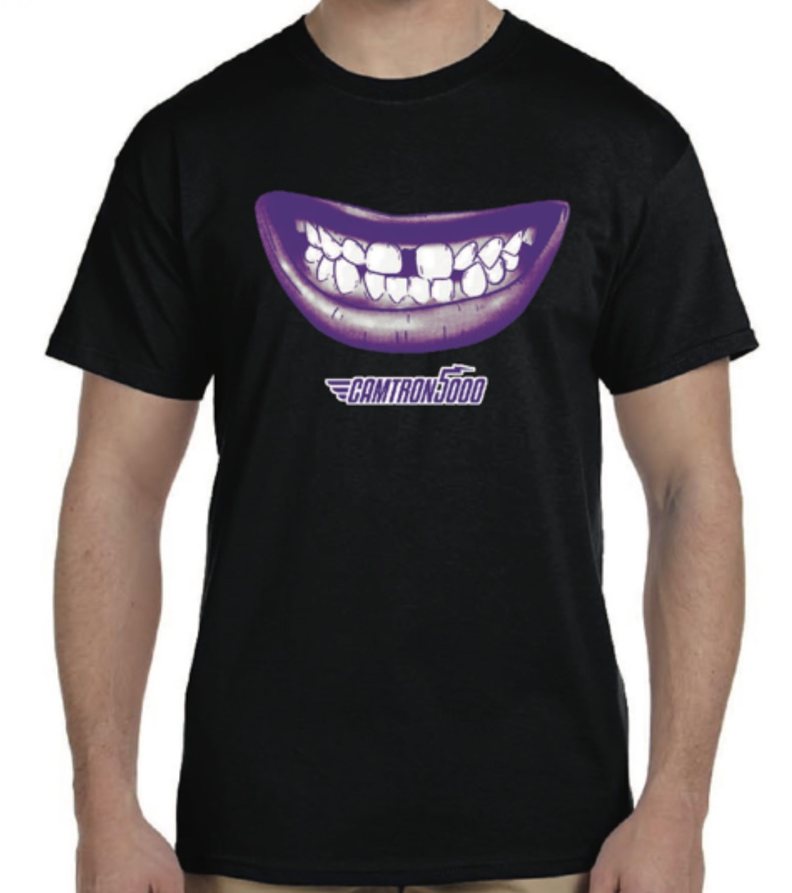 Photograph of product: Camtron5000 Purple Smile Logo Black T-Shirt - L