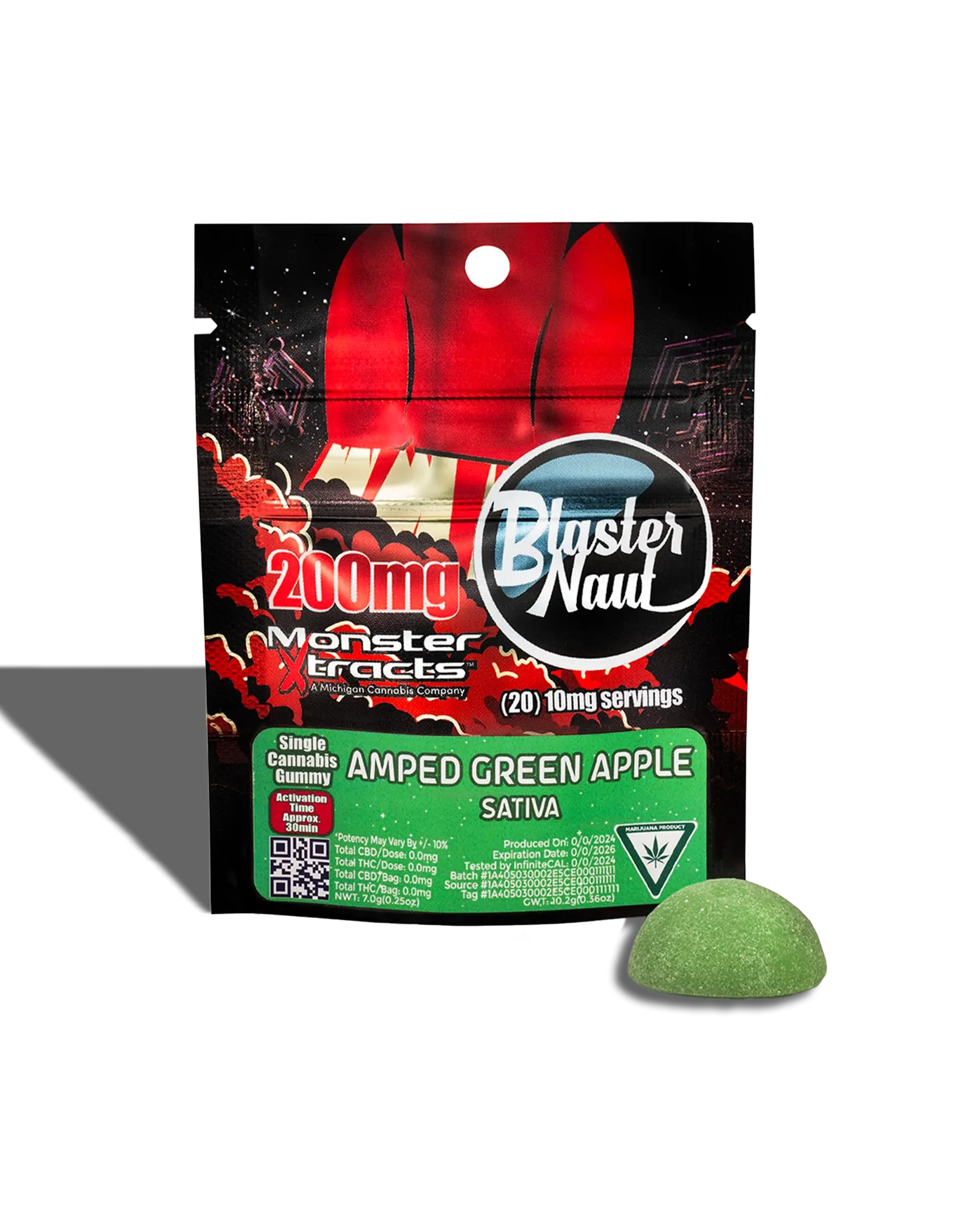 Photograph of product: Amped Green Apple | 200mg x 1pk | Blasternaut