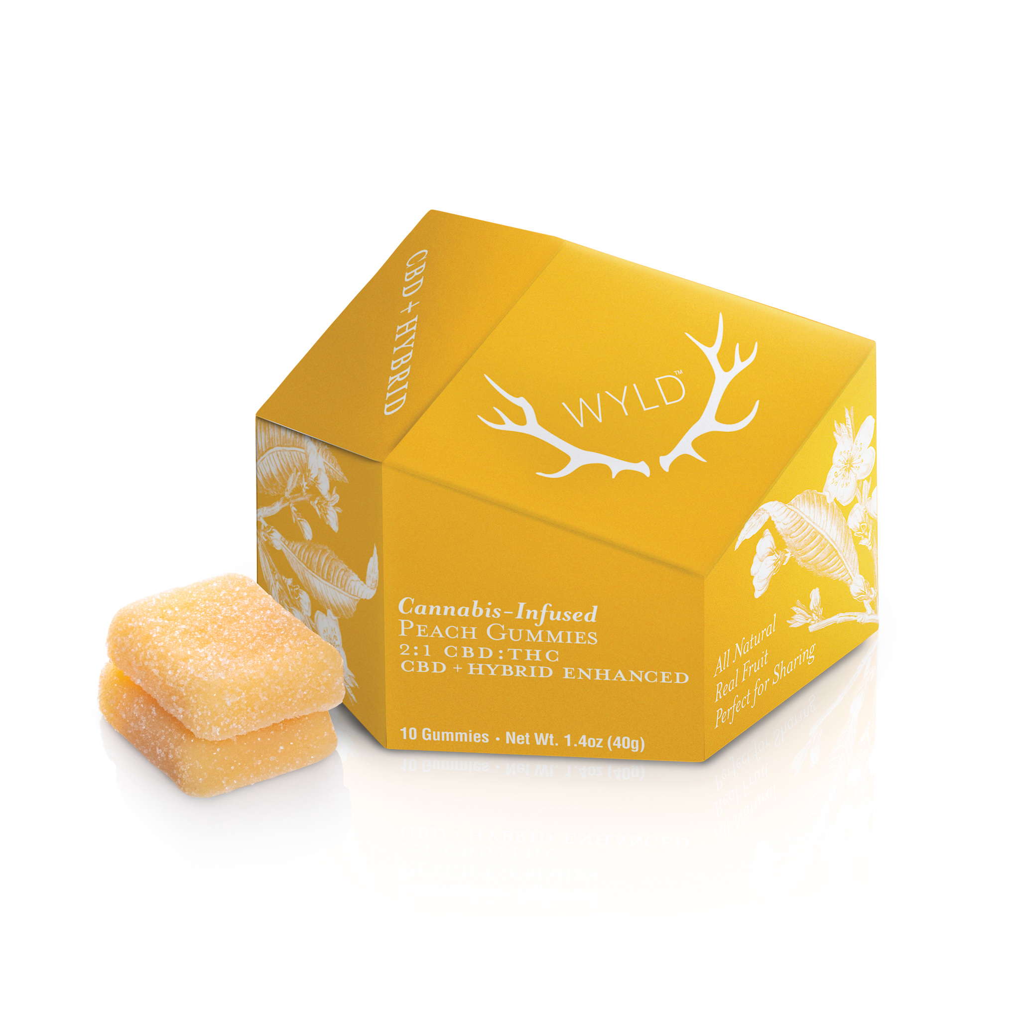 Photograph of product: 2:1 CBD/TH-oui Peach - Wyld - 50mg Gummies