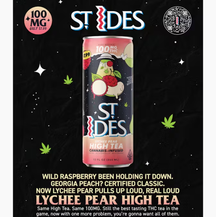 Photograph of product: St Ides Pear Lychee High Tea Canned Beverage 100mg 12oz