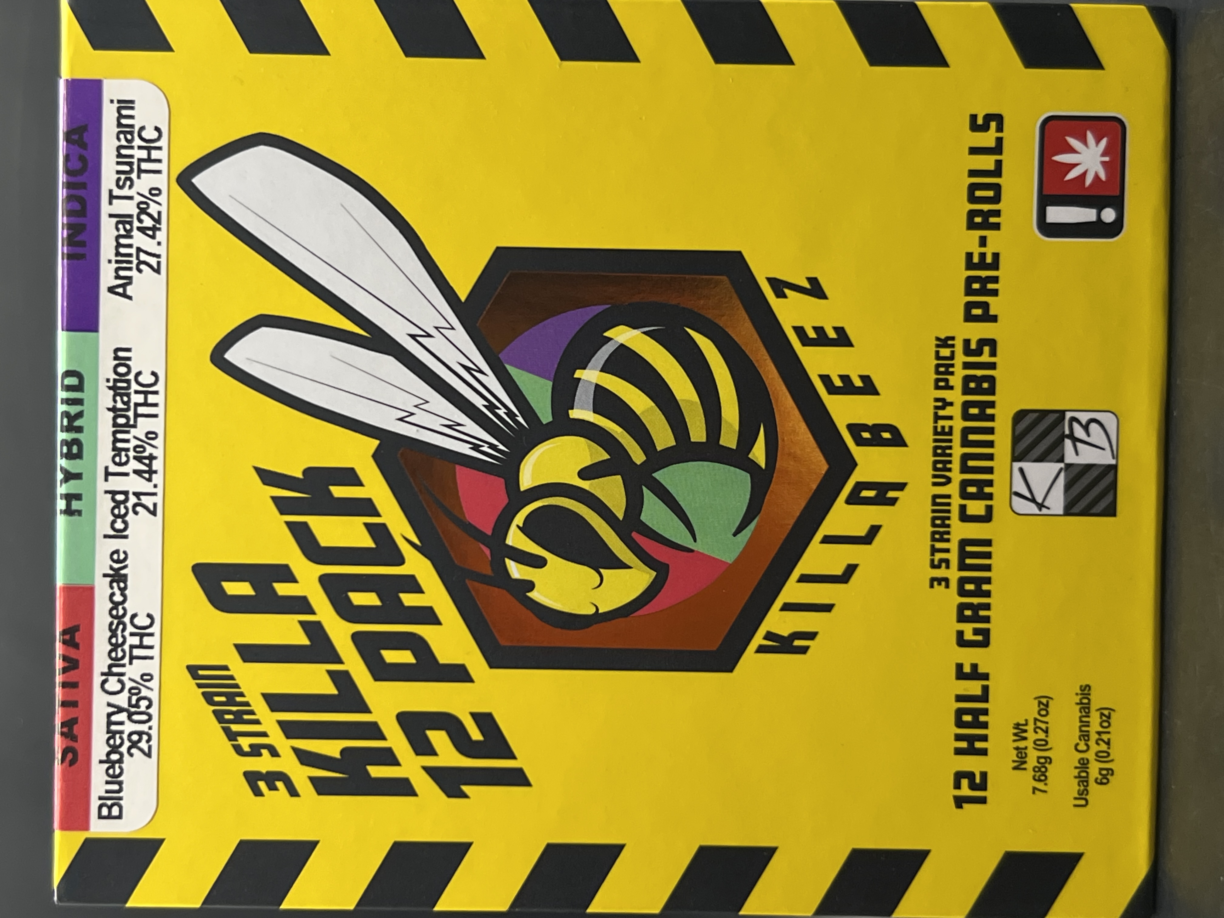Photograph of product: Killa Beez Pre-Roll Variety 12pk Blueberry Cheesecake, Iced Temptation, Animal Tsunami