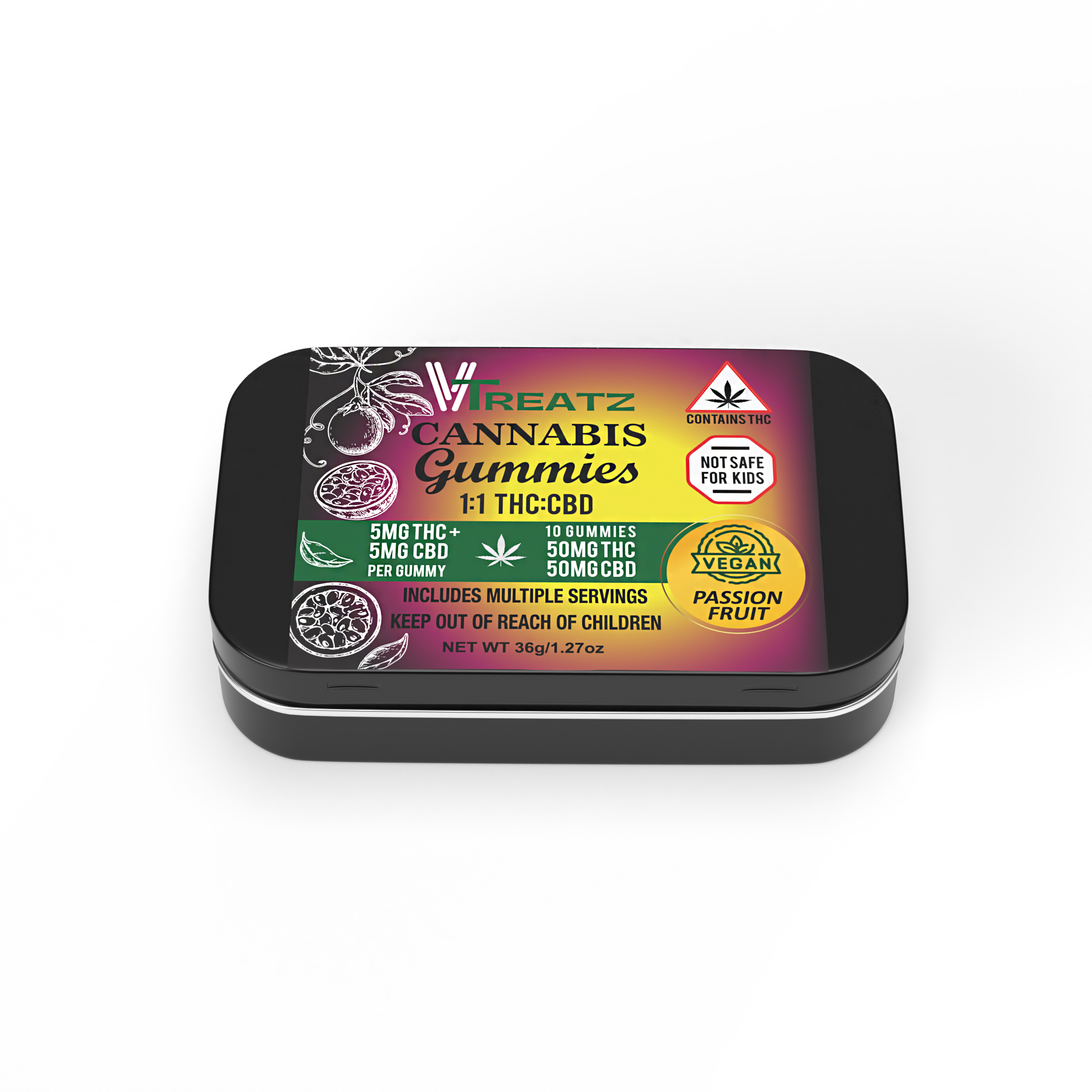 Photograph of product: 1:1 Passionfruit Gummies 50mg