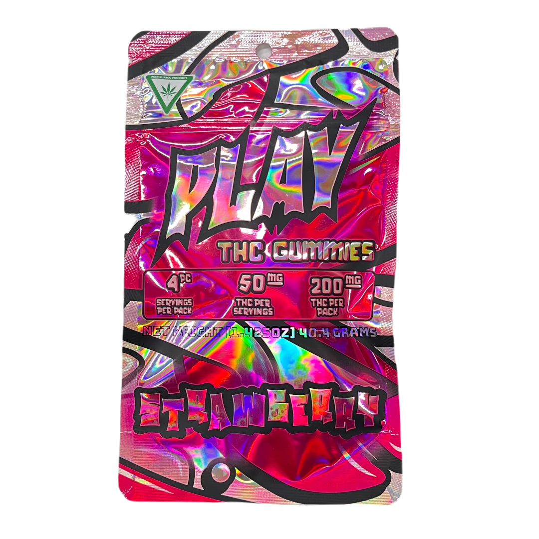 Photograph of product: Play - Strawberry Gummies  - 200MG - 4pc