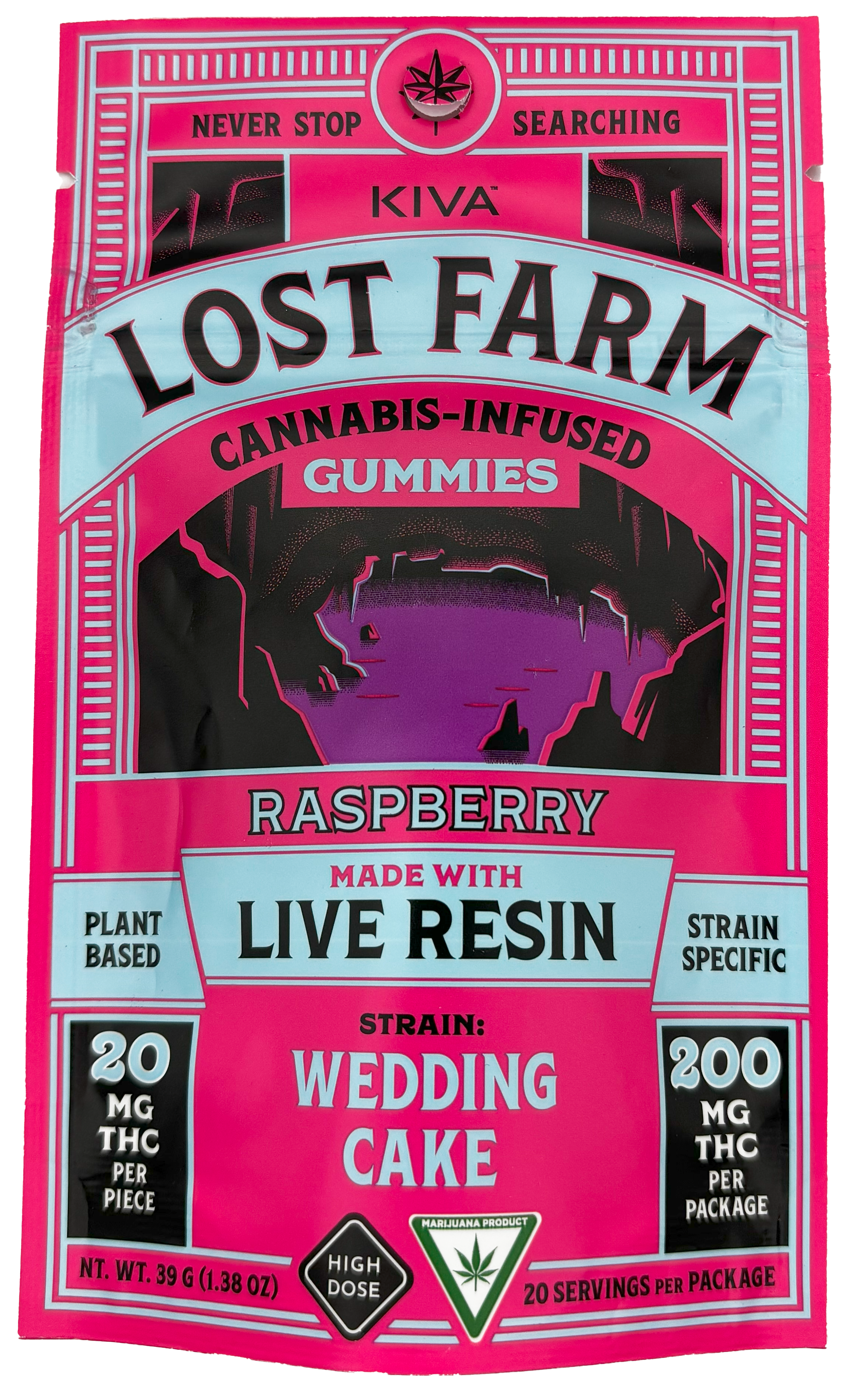 Photograph of product: Lost Farm | Raspberry | Live Resin Gummy Edible | 200mg THC