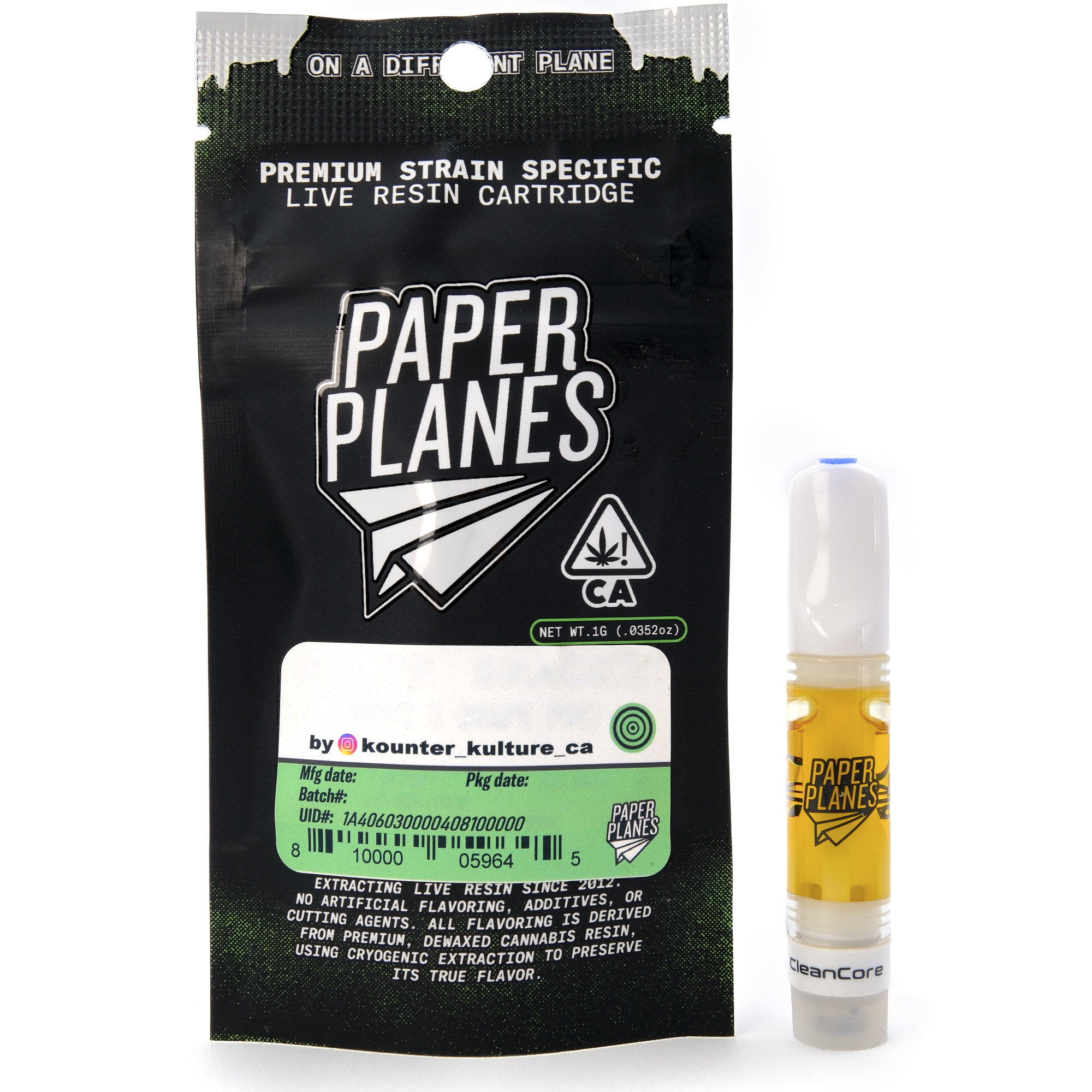 Photograph of product: Superboof 1g Live Resin Cart - Paper Planes