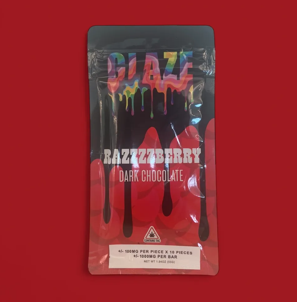 Photograph of product: Glaze Dark Razz Chocolate Bar
