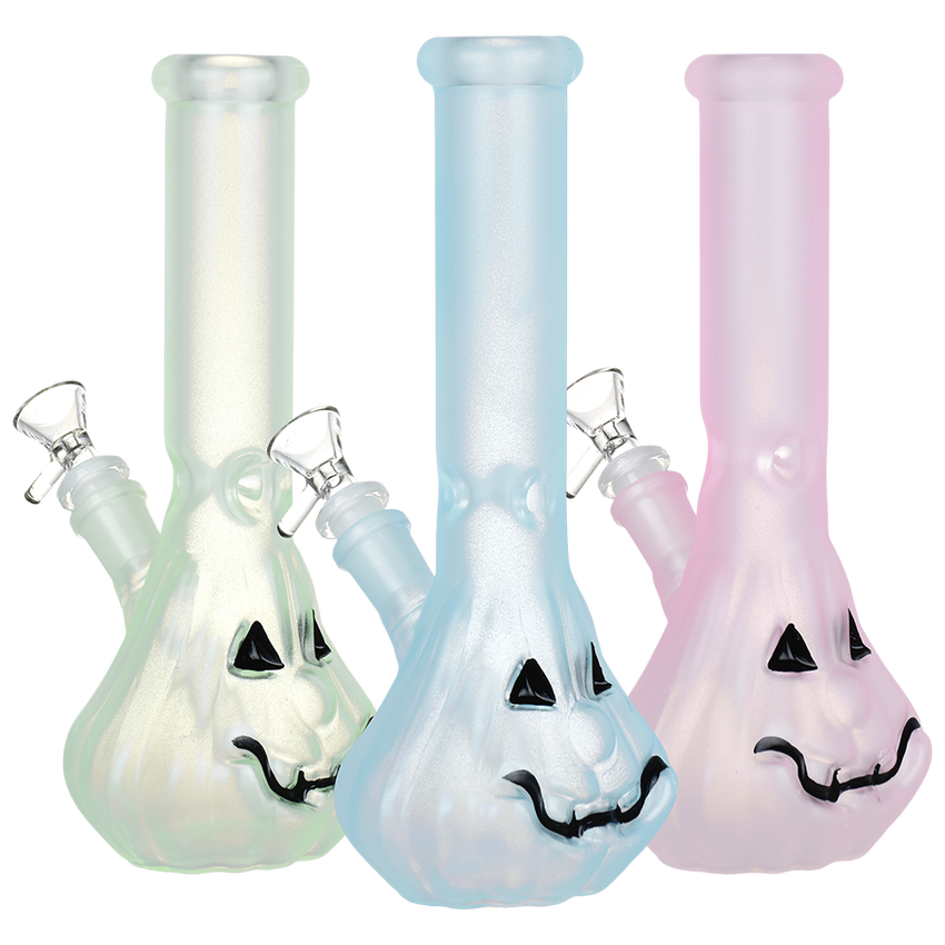 Photograph of product: JACK-O-LANTERN GLOW IN THE DARK GLASS WATER PIPE | 9.25" | 14MM F