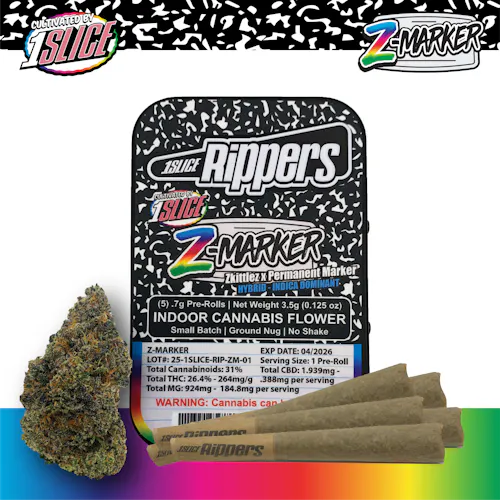 Photograph of product: 1 Slice - Z Marker - Pre-Roll (5 Pack)