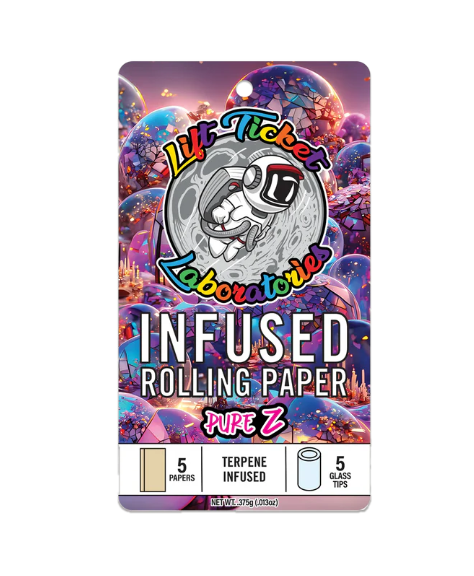 Photograph of product: Lift Ticket - Pure Z Infused Rolling Papers + Glass Tips