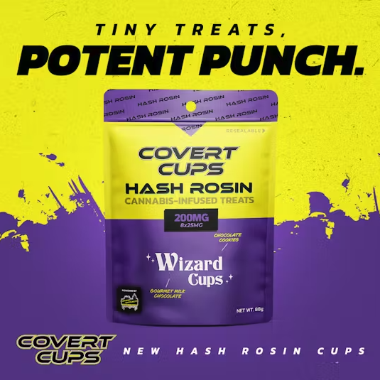 Photograph of product: Covert Cups 200mg au chocolat Rosin Infused Treats - Wizard Cups