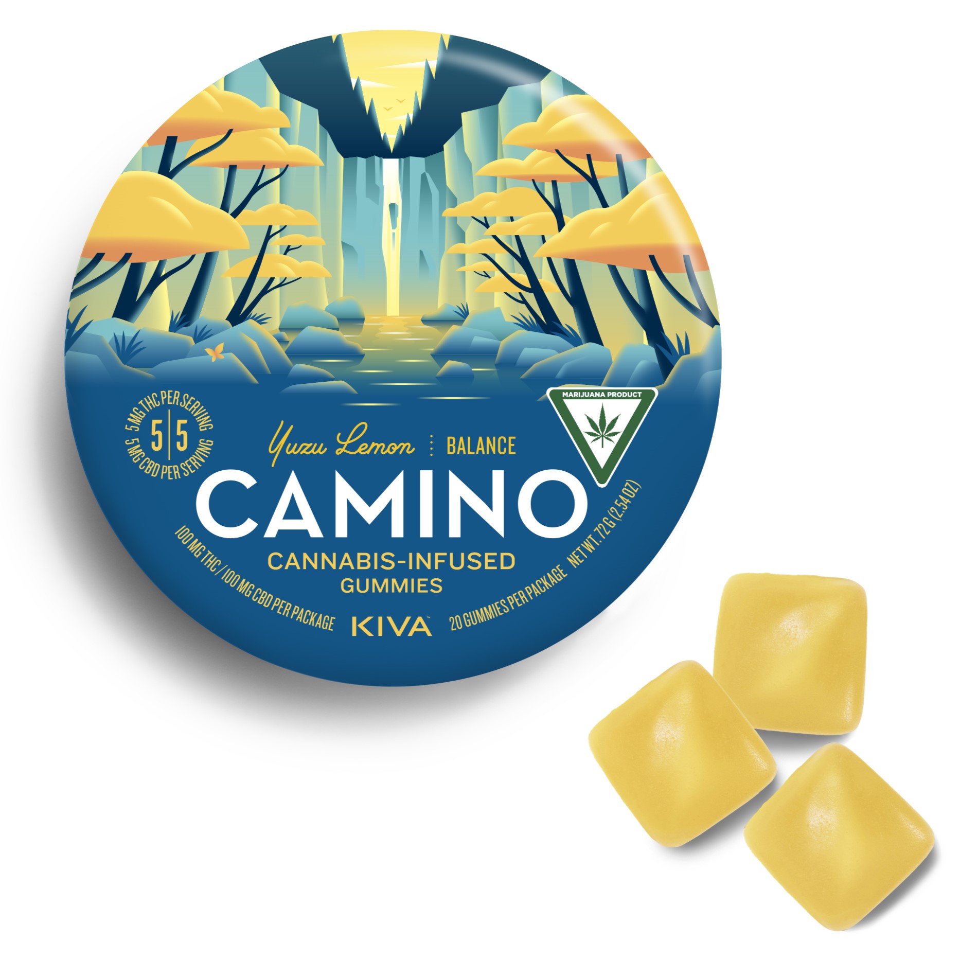 Photograph of product: Camino Yuzu Lemon 1:1 THC:CBD Gummies 100mg