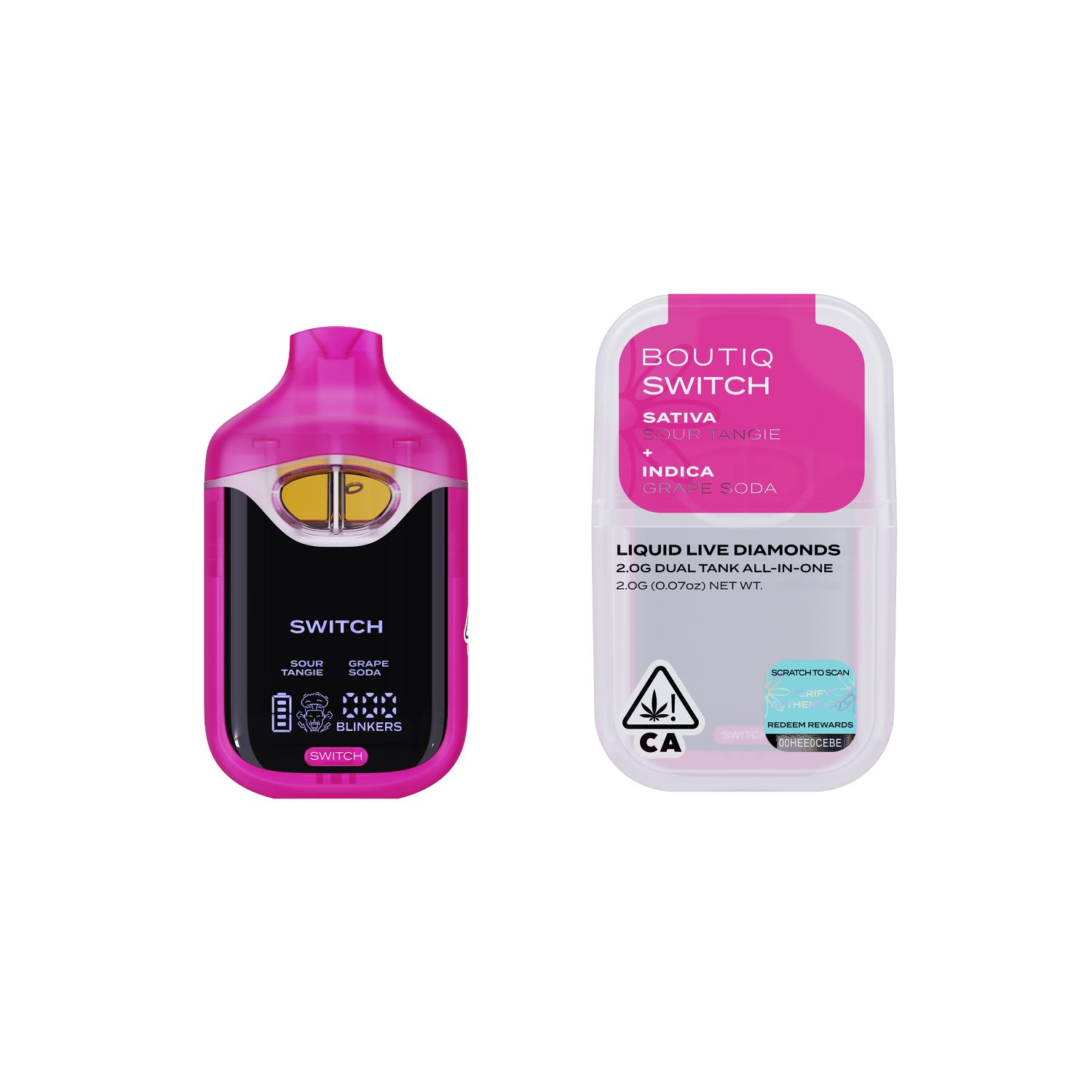 Photograph of product: BOUTIQ - 1g Liquid Diamonds Dual AIO - Sour Tangie x Grape Soda
