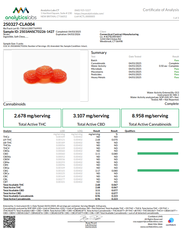Photograph of product: Chillaxing Cherry Limeade 20ct. Gummies (H) 00140