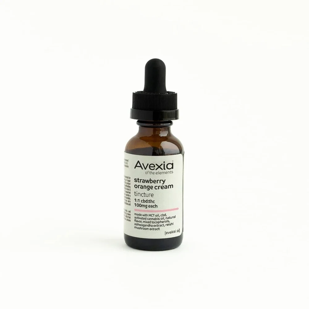 Photograph of product: Avexia | 1:1 TH-oui:CBD Strawberry Orange Cream Tincture 500mg