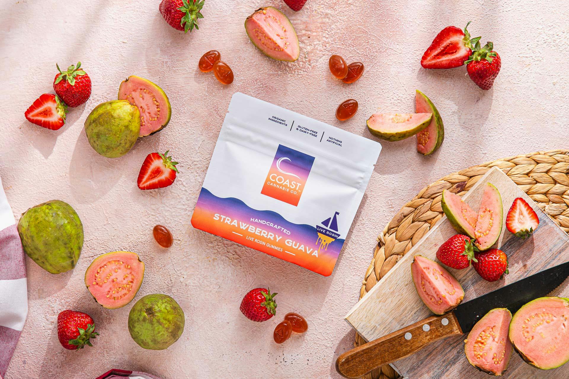 Photograph of product: Coast Oui'd Co. Strawberry Guava Live Rosin Gummy 100 mg