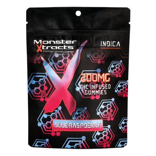 Photograph of product: Monster Xtracts Blue Raspberry Oui'd Gummies 200mg TH-oui