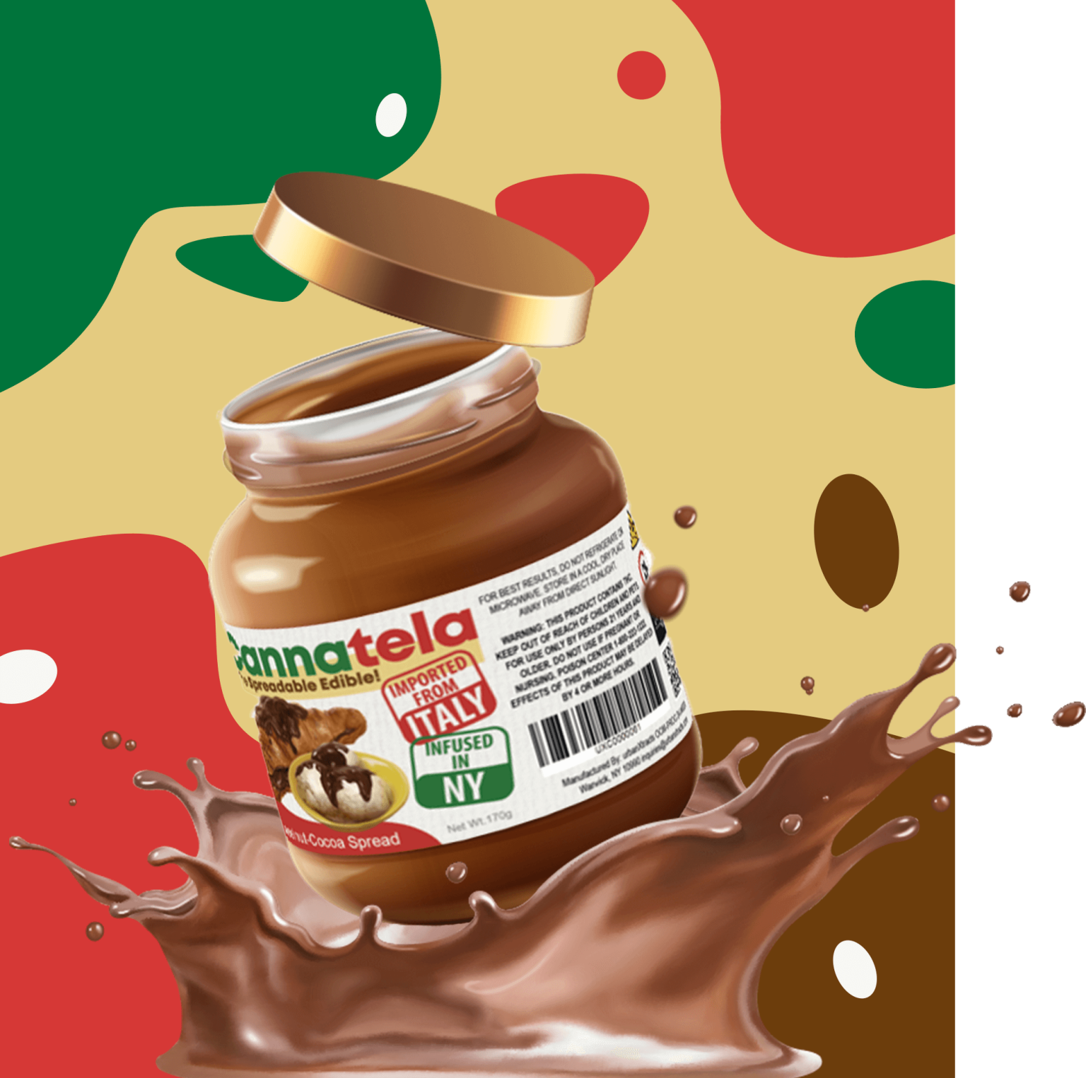 Photograph of product: CANNATELA | HAZELNUT-COCOA | INFUSED SPREAD | 87MG