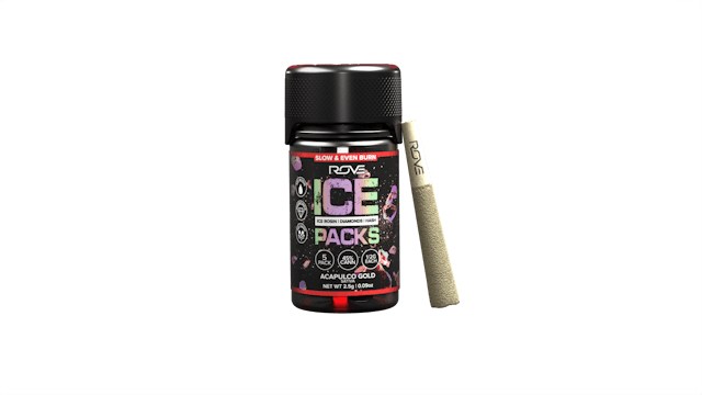 Photograph of product: Rove | Ice Packs Rosin, Diamond, au chocolat Infused - 5pk | Acapulco Gold | 2.5g | 24091606ICP | Post Test Inventory - 