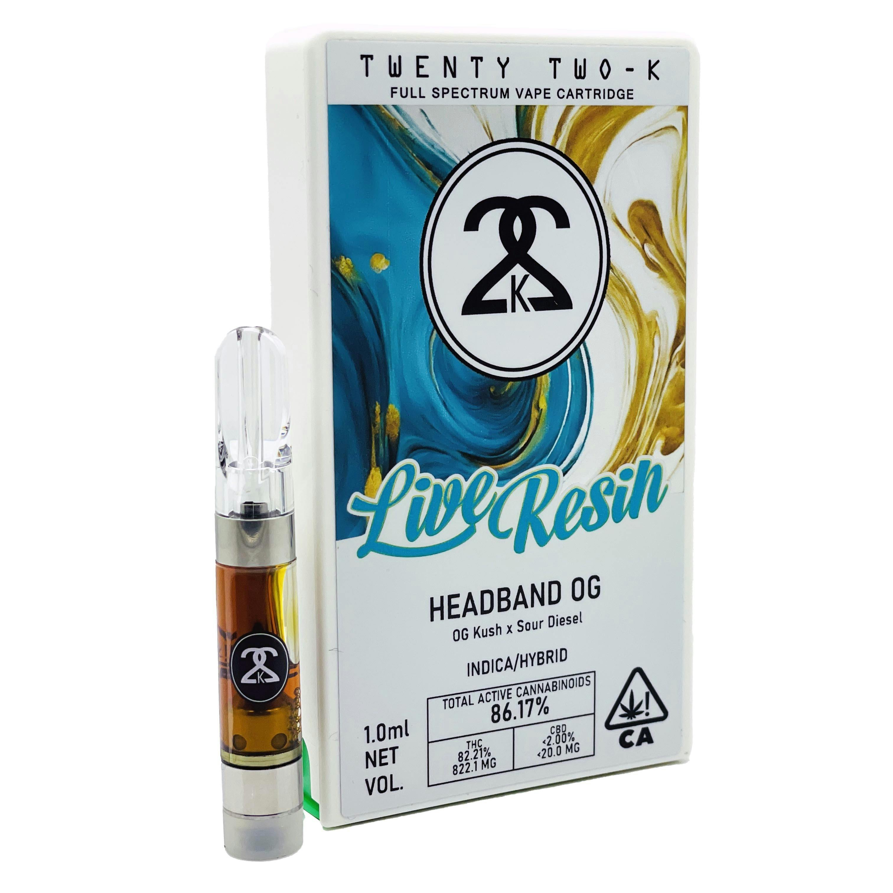 Photograph of product: HEADBAND OG - LIVE RESIN 1.0ML CART