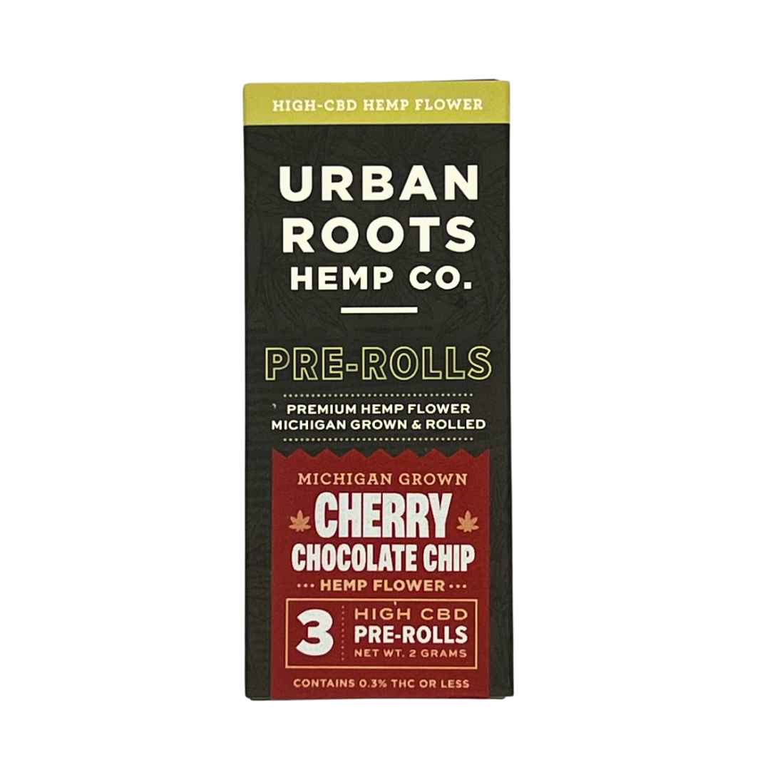 Photograph of Product: Urban Roots - Hemp Preroll - Cherry Chocolate Chip (3pk)