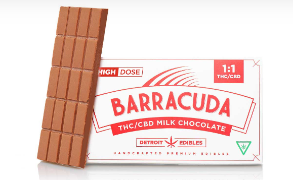 Photograph of product: Barracuda Bar - Chocolate Bar - 200mg - 1:1 TH-oui/CBD - Milk Chocolate