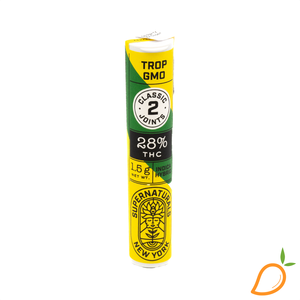 Photograph of product: 1.5g 2pk Trop GMO Preroll Pack SuperNaturals