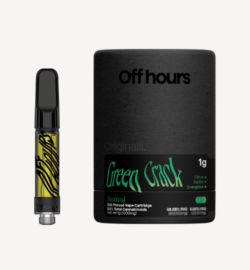 Photograph of Product: Green Crack Vape Cartridge | Sativa | Off Hours