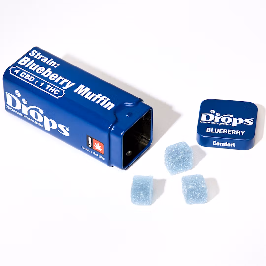Photograph of product: DROPS - EDIBLE - GUMMIES - 100MG - 4.5:5:5 TH-oui:CBN:CBD - Oui'd - BLACK CURRANT