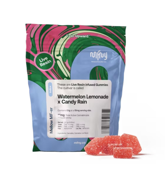 Photograph of product: MFNY | Watermelon Lemonade x Candy Rain | Live Resin Gummies | 100mg