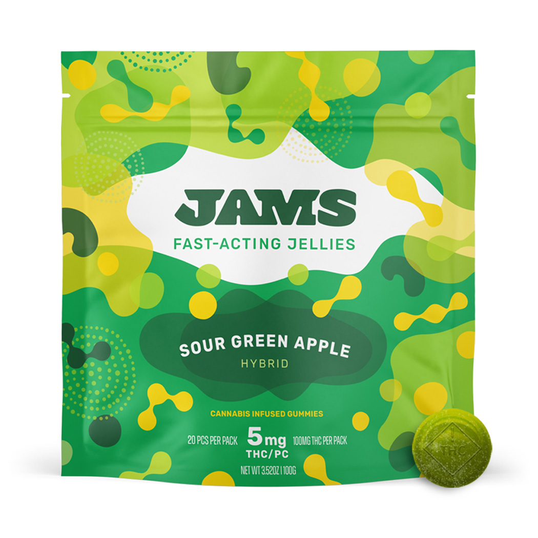 Photograph of product: Jams | Edibles | Sour Green Apple Jellies (Fast Acting) | 100mg