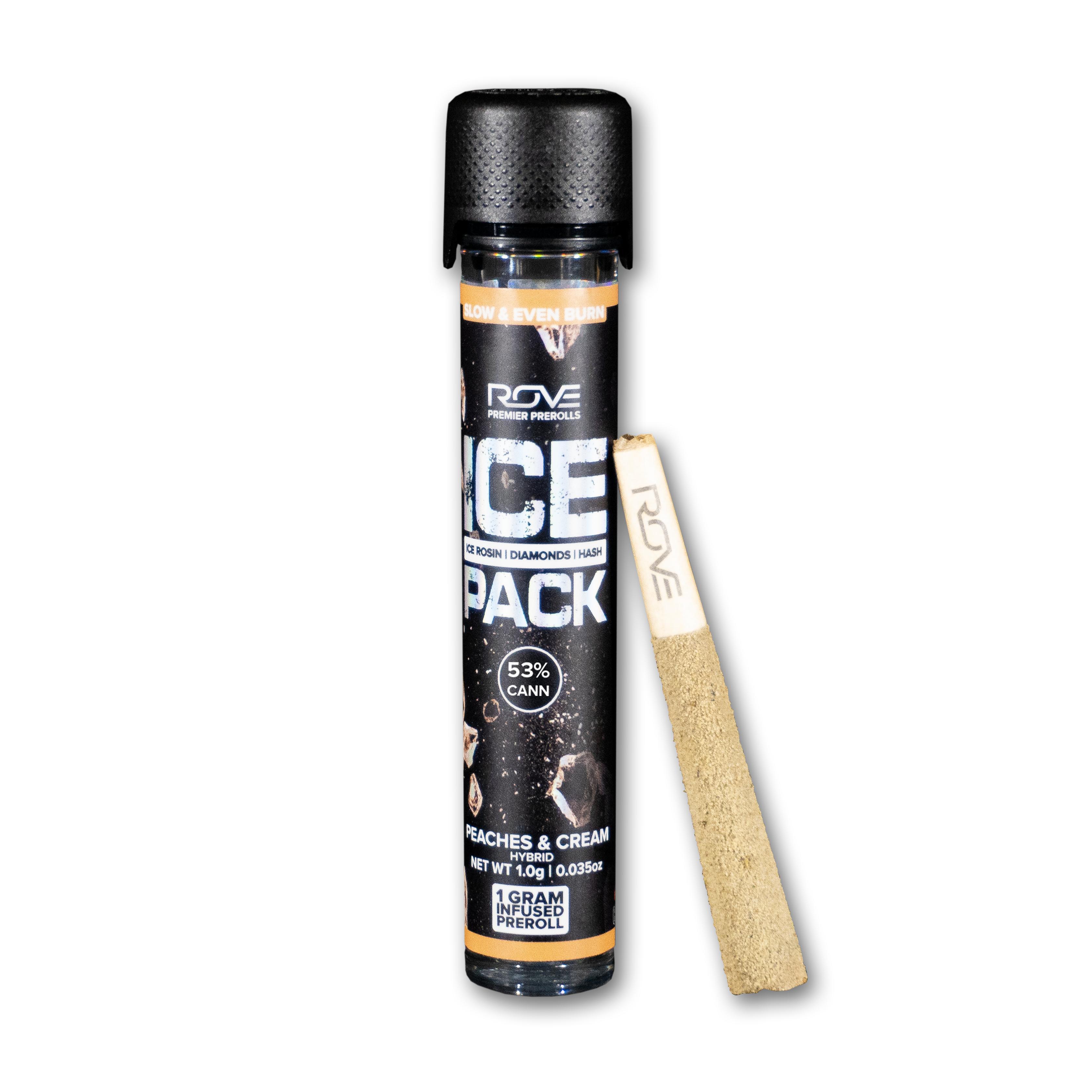 Photograph of product: ROVE 1G PEACHES & CREAM ICE PACK INFUSED PRE-ROLL